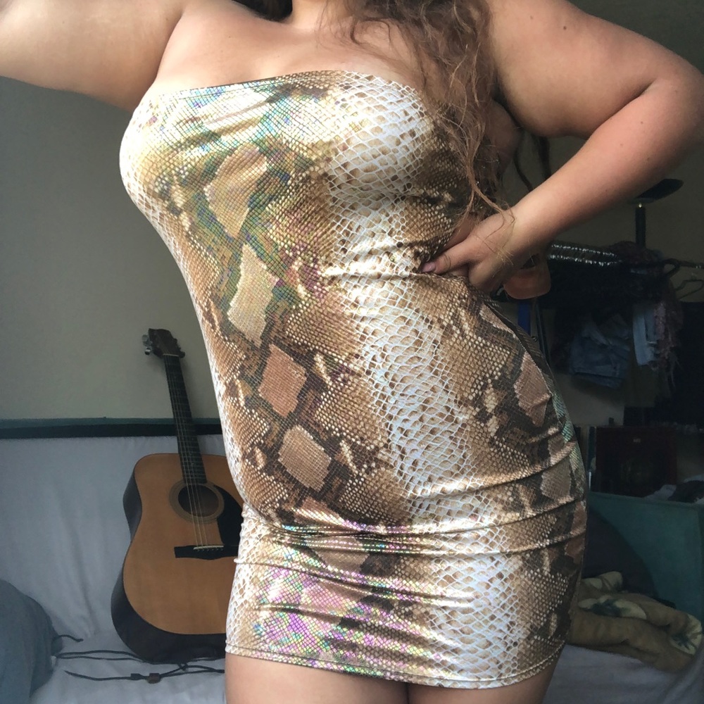 Fashion nova iridescent snake print dress